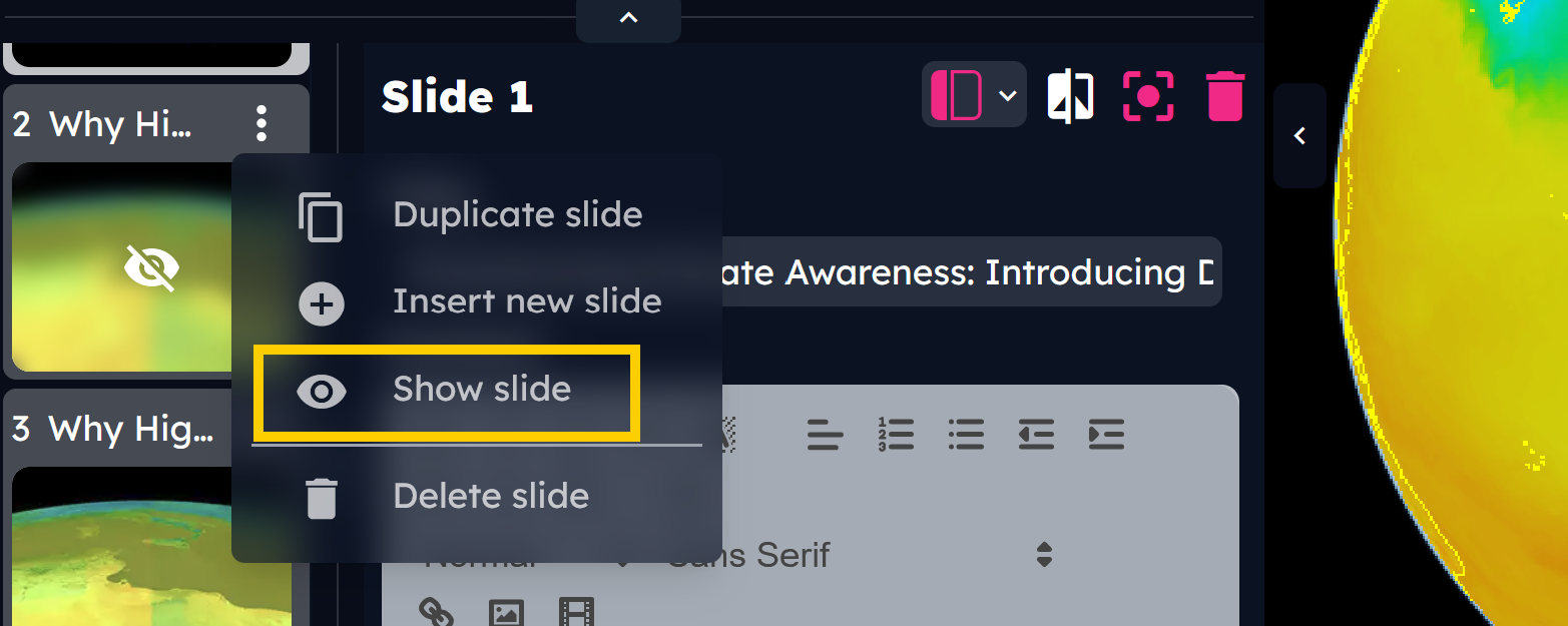 Show slide