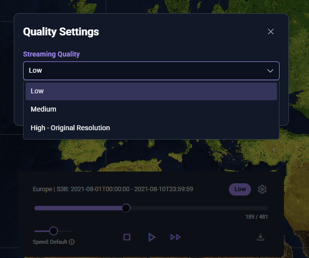 Stream Controls Quality Settings
