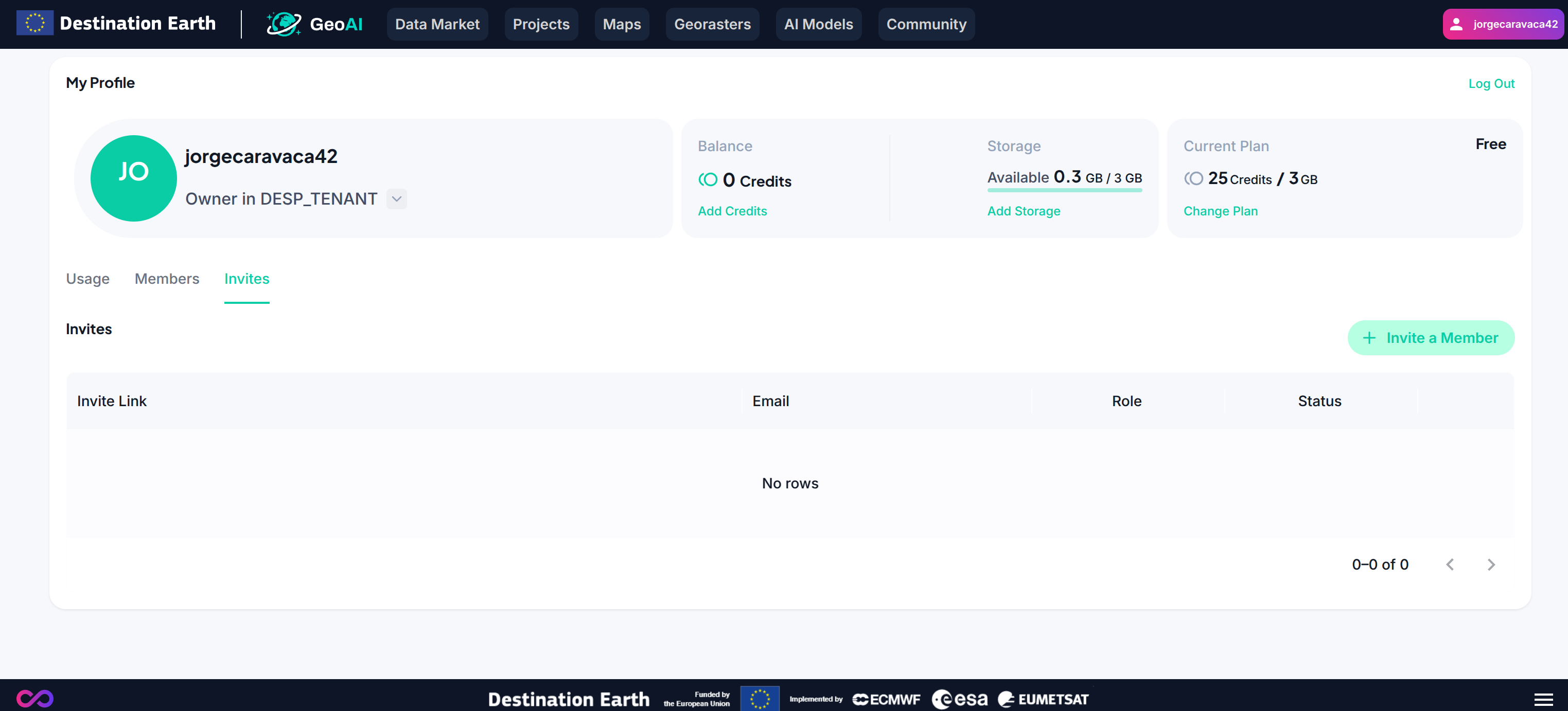 Invites view
