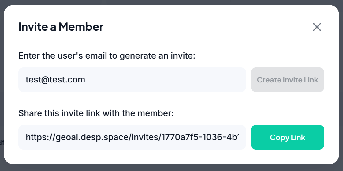 Invite created view