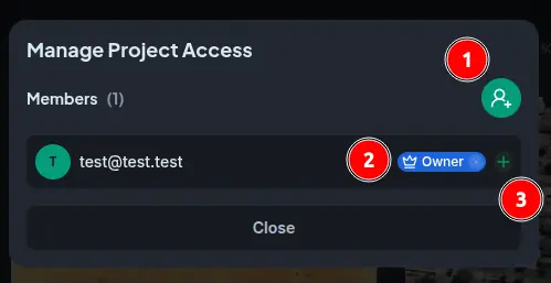 Manage Project Access modal