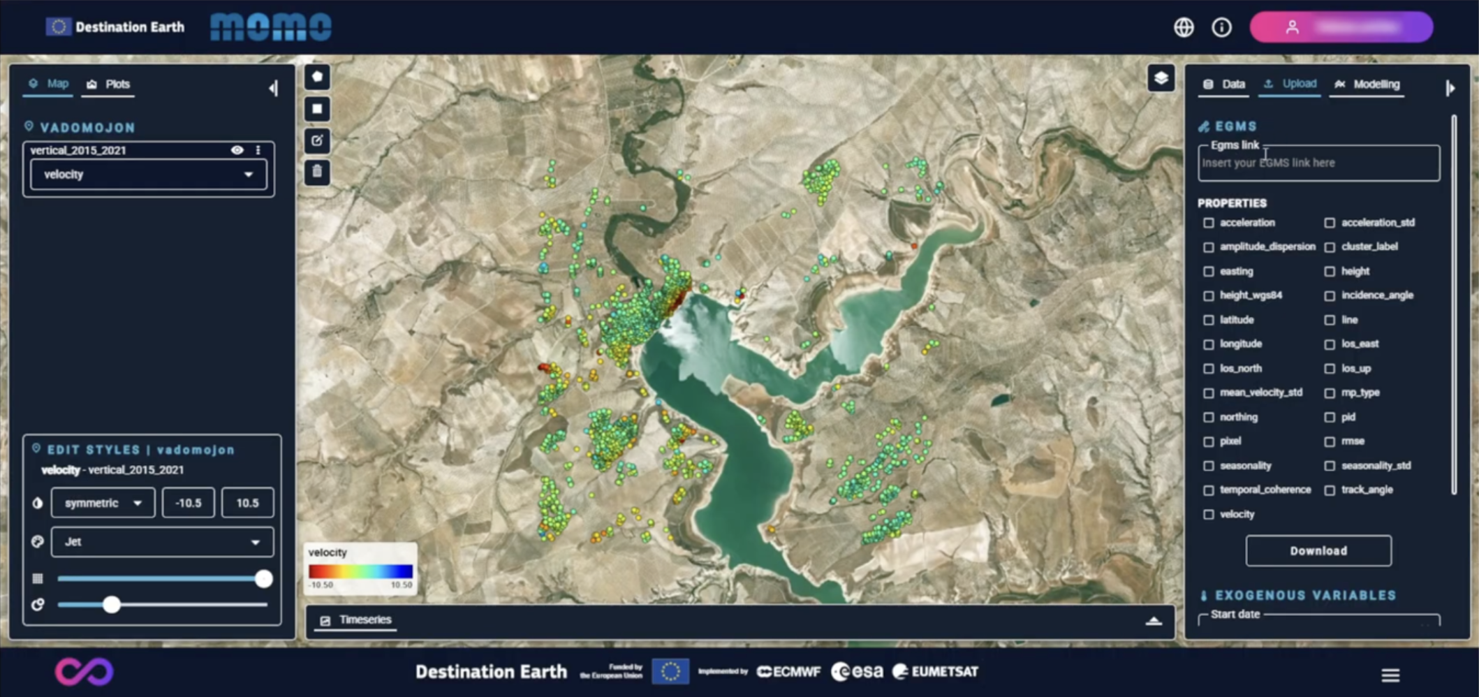 Upload tab – InSAR and external variables
