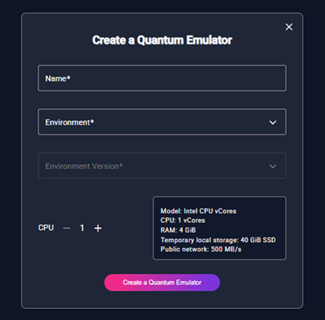 Create a Quantum Emulator Form