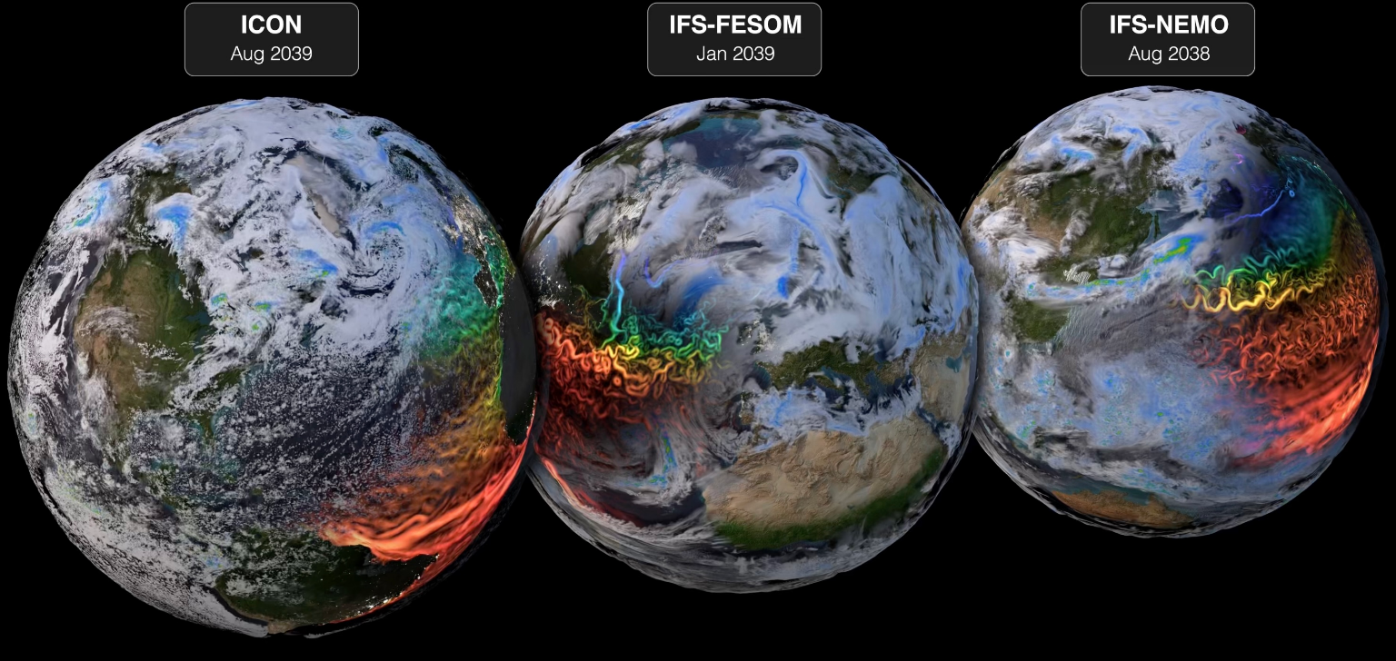Three Climate DT model systems: ICON, IFS-FESOM, IFS-NEMO