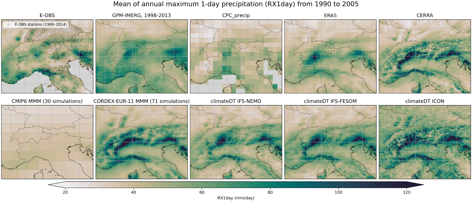 Mean of annual maximum 1-day precipitation RX1day